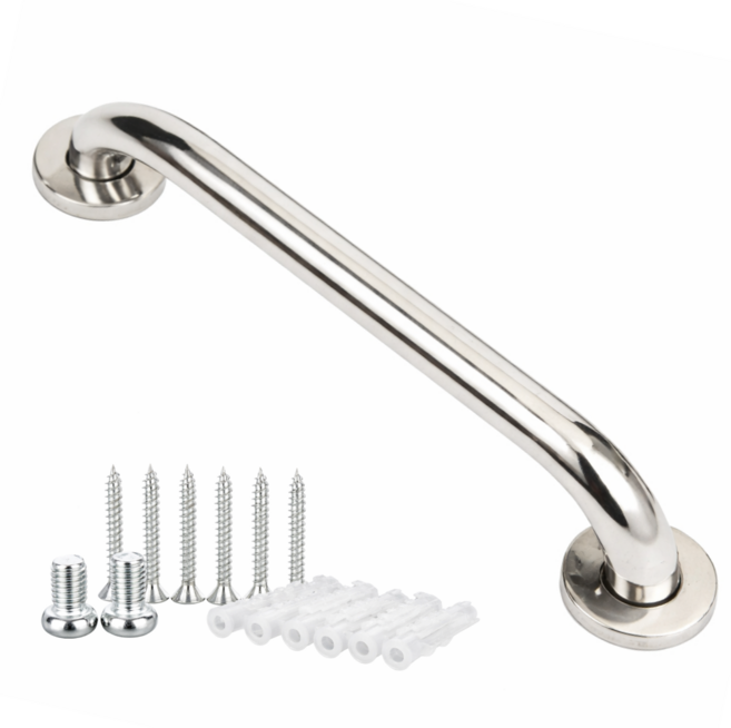 스테인리스 욕실 안전바 화장실 손잡이 미끄럼방지 벽부형 보조손잡이, 실버, 1개