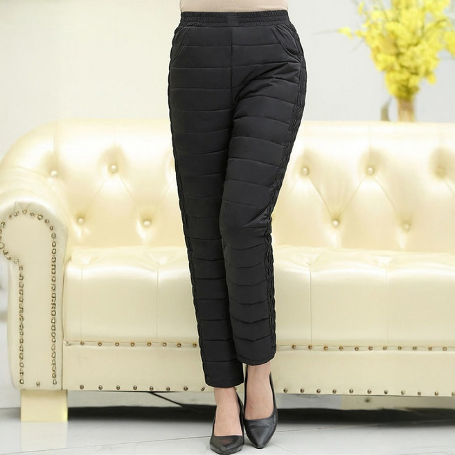여성 겨울 오리털 패딩바지 방한 일자바지 따뜻한 팬츠 야외활동 핑