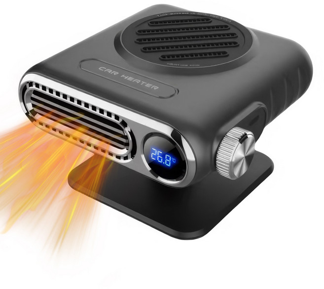 RUN기술 차량용히터 12v 24v 차량용 온풍기 3단 풍속 소음 난방 시거잭 일체형 앞유리 난방기, 1개