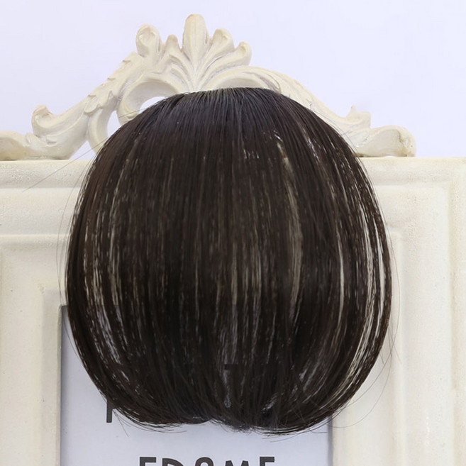 올베라 자연 볼륨 시스루뱅 앞머리 가발 간편착용 헤어피스, 1개, 일자형 - 블랙브라운