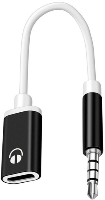 아날로그 헤드폰과 호환되는 3.5mm 남성형에서 C형 여성용 청각 어댑터 케이블, Black, 1개