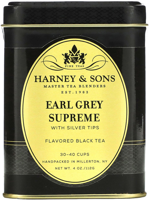 Harney & Sons 홍차 실버팁 함유 얼 그레이 슈프림 4 oz 1팩, 1개