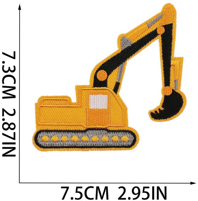 時空樂器坊 刺繡燙布貼 裝飾徽章 補丁貼 DIY配件, 1個, 挖土機