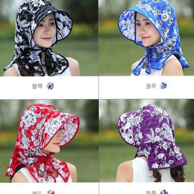 얼굴 썬캡 자외선 밭일용 여자 여성 플라워 모자 농작업