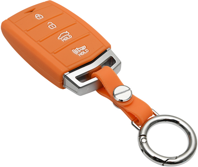 현대 G90 G80 EQ900 호환 스마트키 실리콘 차 키케이스 리모컨 키링 키홀더 키커버, 4버튼_S36_SS1, 오렌지