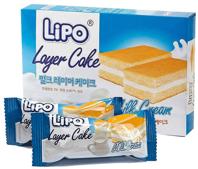 리포 밀크 레이어케이크 낱개포장, 3세트, 378g