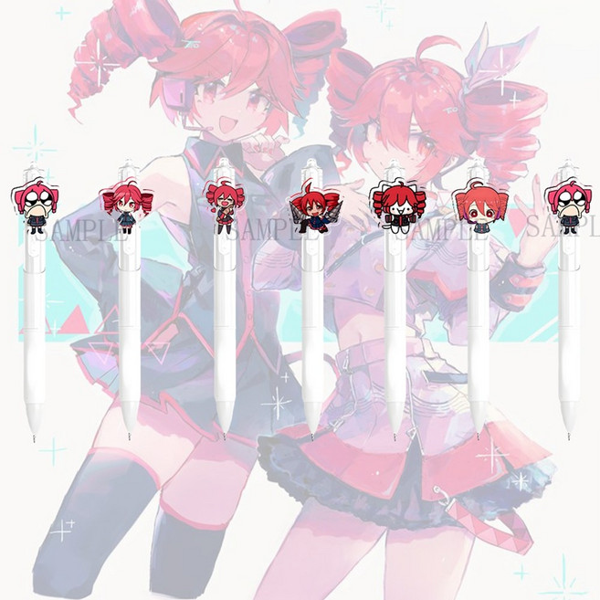 카사네테토 캐릭터펜 아크릴굿즈 문구류 악센트테토 중성펜, 기본 펜 6세트, 랜덤디자인6개 1세트