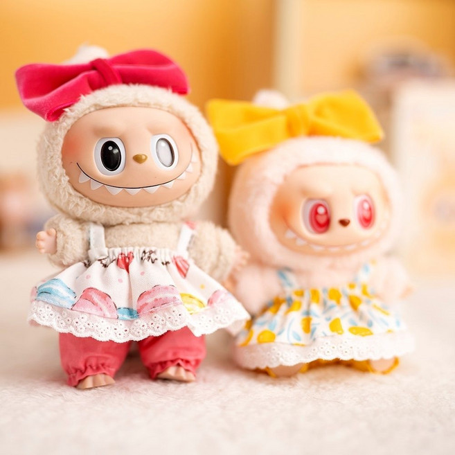 besteffie 적용모델 라부부옷 인형 옷 세트 귀여운 캐릭터 디자인 플로랄 드레스 옷입히기 K37, 1개, A세트