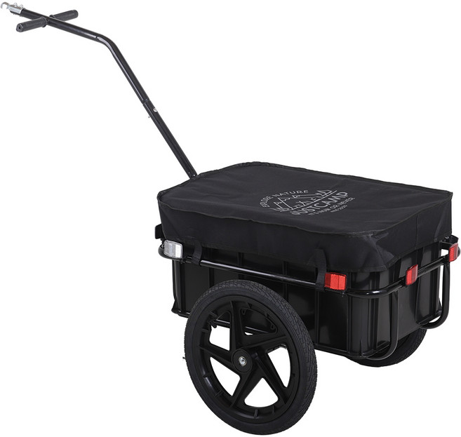 저스트캠프 자전거 트레일러 웨건 수레 리어카 카트 짐수레, 1개, 블랙