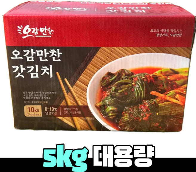 오감만찬 대용량 갓김치 수입산 박스포장 HACCP 인증 업소용, 5kg, 1박스