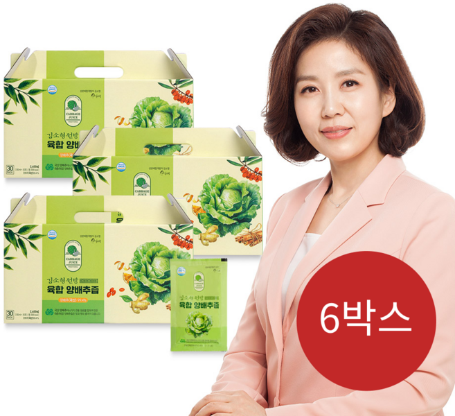 김소형 원방 육합 양배추 즙 국내산 100%, 80ml, 6개