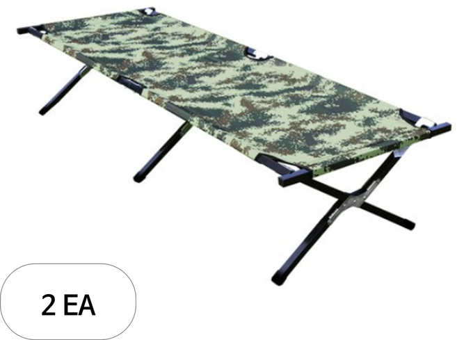 카르닉 접이식 캠핑 야외 군용 간이 스틸 프레임 그랜드 야전침대, 국방색, 2세트