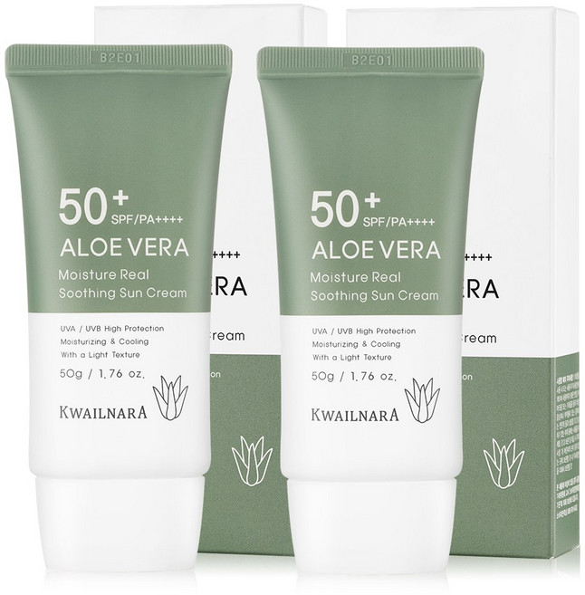 과일나라 알로에베라 모이스처 리얼 수딩 선크림 SPF50+ PA++++, 50g, 2개