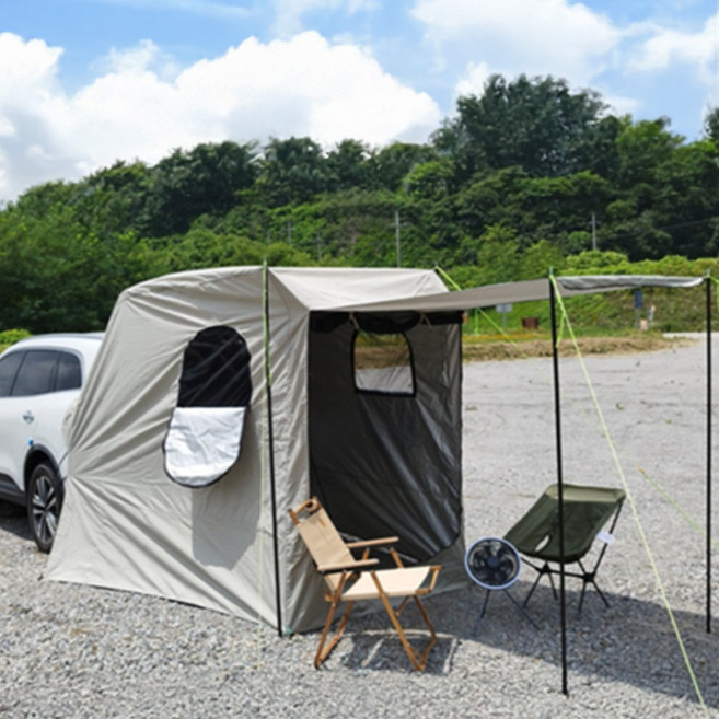 위드차차차 차박텐트 도킹텐트 꼬리 차량용 텐트 카 쉘터 스텔스 카크닉 SUV 레이 캐스퍼 코나 싼타페 스포티지 투싼 팰리세이드 쏘렌토 카니발 실버베이지 확장형, 실버베이지텐트_20CM확장형_우레탄+줄좌석