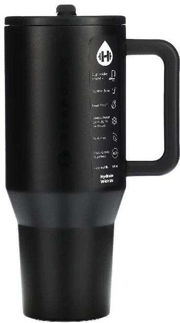 하이드로저그 텀블러 스포츠 플립 빨대텀블러 블랙 40oz, 1개 - 쿠팡
