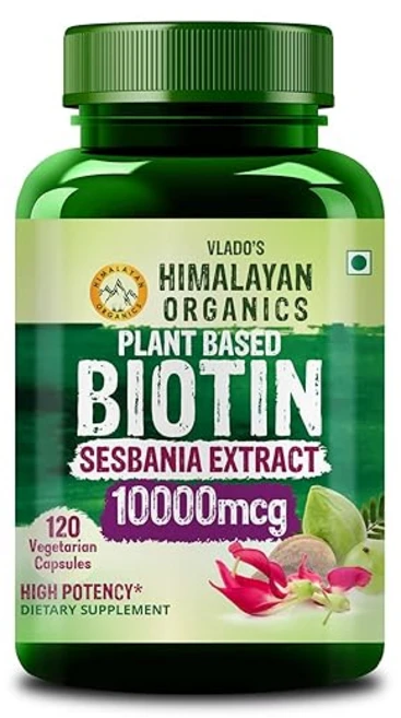 Vlados Himalayan Organics Plant Based Biotin 10000Mcg For Longer Hair Growth | Glowing Skin And Lon, 1개 - 쿠팡