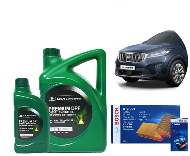 더뉴쏘렌토 순정 엔진오일+에어크리너+오일필터 세트, 1개