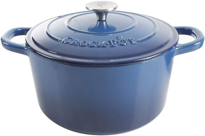 Crock-Pot Artisan Round Enameled Cast Iron Dutch Oven 5-Quart Bl 도기 냄비 장인 원형 에나멜 주철 더치 오븐 5쿼트 파란, 1개, Blue