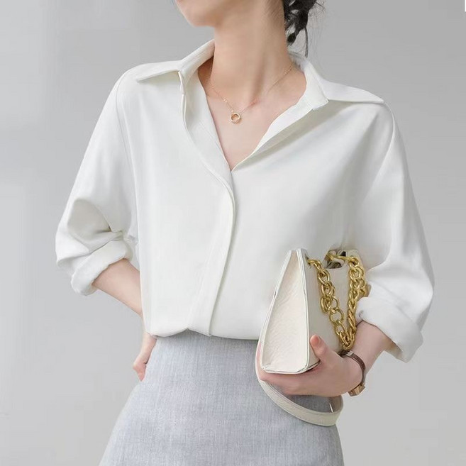 메인워크 여성 빅사이즈 쉬폰 긴팔 블라우스 셔츠 봄가을 솔리드 루즈핏 캐주얼 오피스룩 면접 데일리 슬림핏 아우터 상의