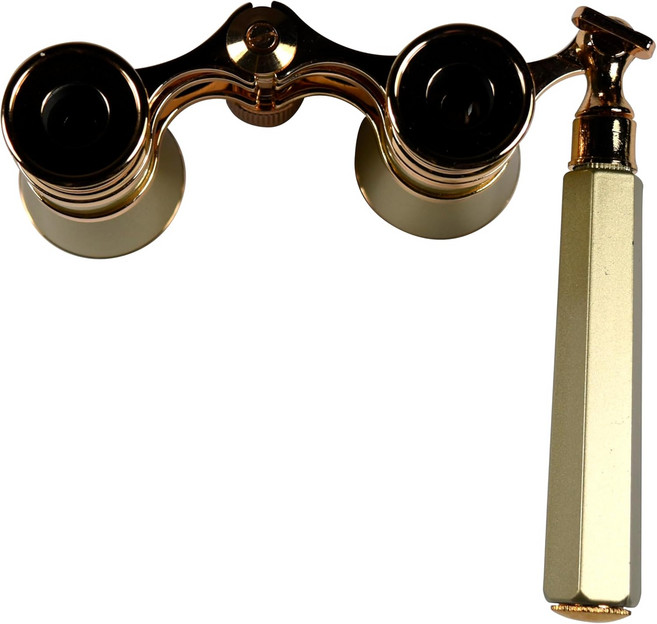 확장 가능한 손잡이가 내장된 HQRP 3 x 25 오페라 안경 쌍안경 크리스탈 클리어 옵틱스CCO가 있는 골드 트림의 옐로우 펄Yellow-Pearl