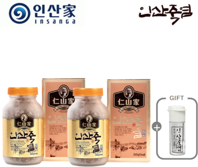 (주)인산가 정품 9회 인산 자죽염 고체(240g+자죽염 담은 휴대용기(1개)와 금흑 무설탕 캔디(2개), 2개, 240g