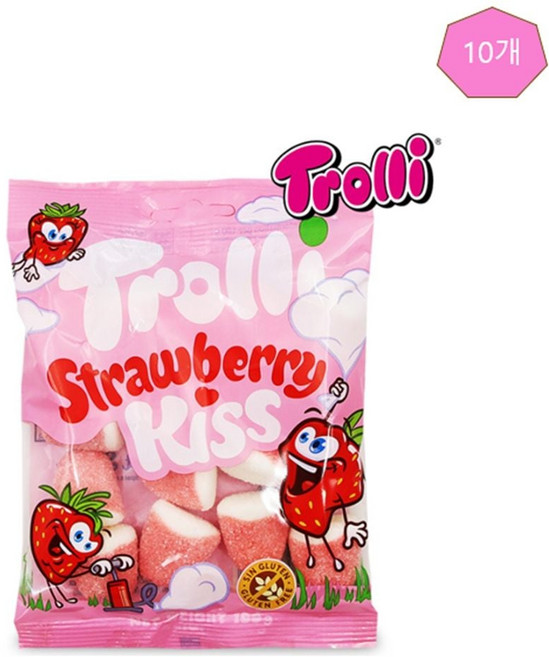 딸기맛 트롤리 키스 100gx10개 젤리 사탕 간식 베리 reo+50017Kv, 100g