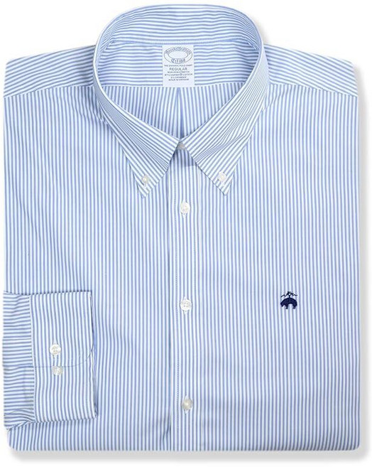 Brooks Brothers 남성용 리젠트 핏 수피마 면 스트라이프 버튼 다운 셔츠 199974 블루 / 화이트 XXL 165594