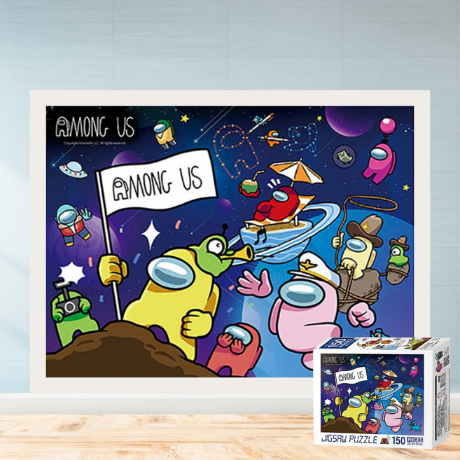 모두의취미 어몽어스 우주탐험 150피스 직소퍼즐, 1개, 액자세트(우드화이트)