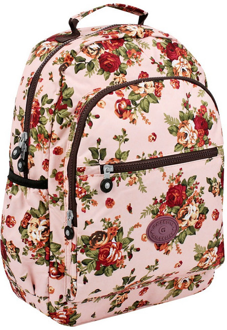 가벼운 생활방수 라운드 꽃무늬 가방 지퍼 포켓 화사한 플라워 백팩