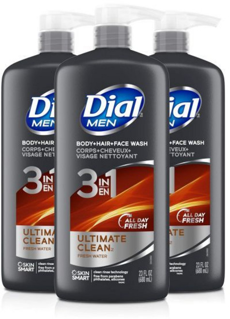 다이얼 남성 3in1 바디 헤어 및 세안 얼티밋 클린 69파운드(3-23파운드 병), 1개, 680ml
