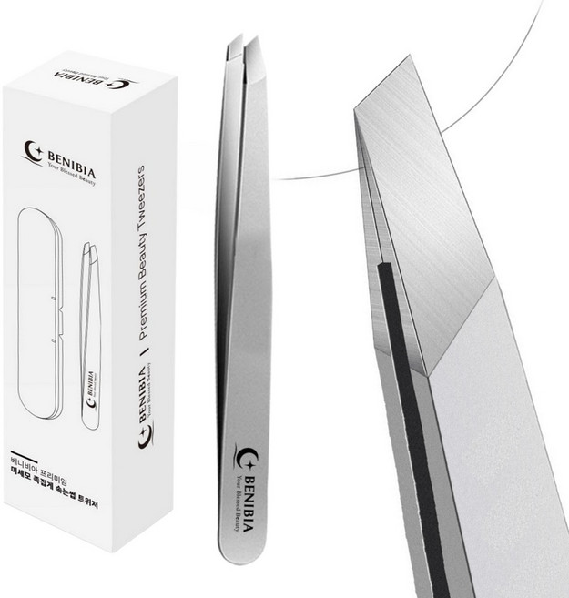 베니비아 정밀 미세모족집게 속눈썹 핀셋 트위저, 실버