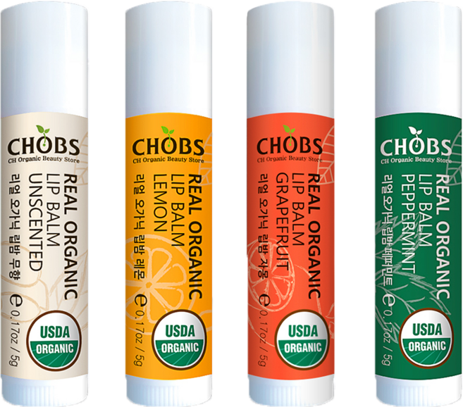찹스 리얼 오가닉 립밤 무향 + 레몬 + 자몽 + 페퍼민트 (1세트), 1세트, 5g