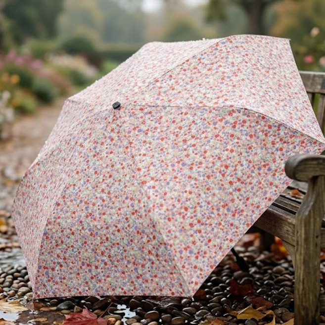 기라로쉬감성 플라워 패턴 3단 자동 우산 잔꽃무늬 경량 휴대용 암막코팅 3단 우산 핑크