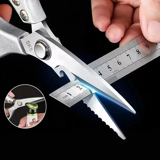 스테인리스 올스틸 다기능 초강력 닭뼈 주방가위 세미서클, 실버, 1개