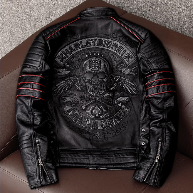 라이더 자켓 가죽 남성 빅사이즈 점퍼 재킷 인디언 할리 바이크 오토바이 라이딩 봄 가을, 할리/스컬가죽자켓/블랙(단일상품)