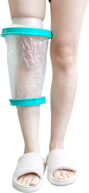 깔끔더하기 다리 무릎 발목 깁스 방수 커버, 민트-무릎L, 1개