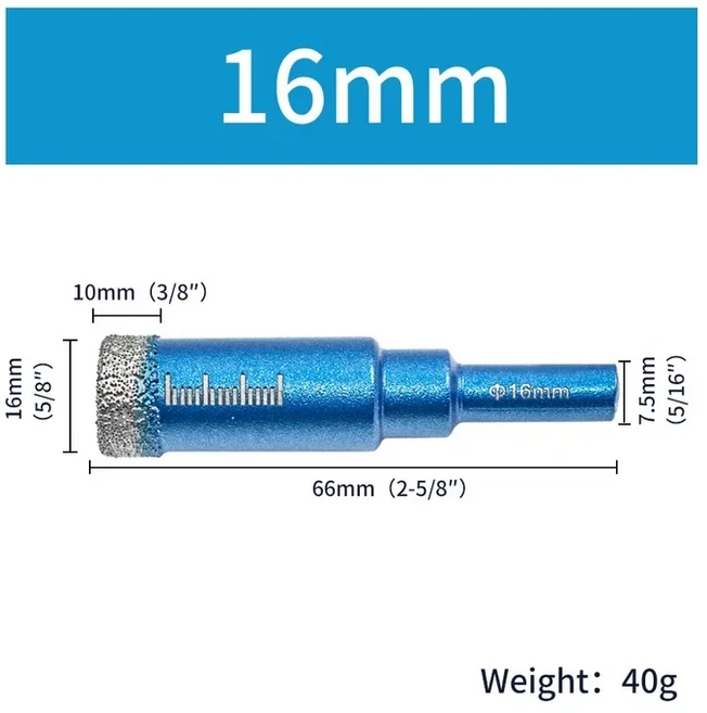 다이아몬드 Brazed 건식 드릴링 비트 도자기 컵 톱 세라믹 석 화강암 타일 구멍 오프너 커터 1Pc 5-16mm 라, 02 16mm