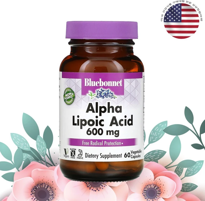 블루보넷 뉴트리션 알파리포산 600mg 베지 캡슐 60정, 60개, 1팩 - 쿠팡