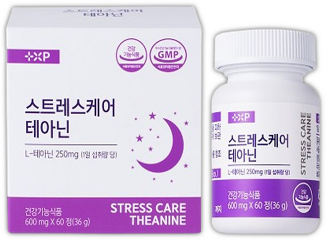 스트레스 케어 식약처 인정 건강기능식품 엘 L-테아닌 긴장 완화 영양제 부원료 마그네슘, 1개, 60회분