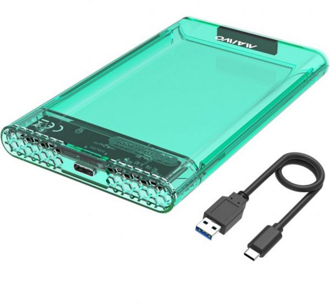 7mm 9.5mm 2.5인치 SATA SSD/HDD용 MAIWO 외장 하드 드라이브 인클로저 5Gbps USB C to 어댑터 스토리지 케이스 6TB 용량(화이트), Green, 1개