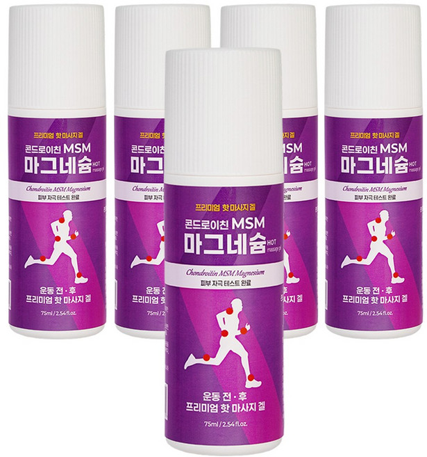 콘드로이친 MSM 마그네슘 스포츠마사지 글루코사민 핫 마사지겔, 5개, 1개입