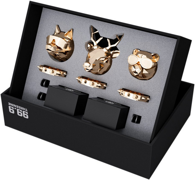 쓰리나인 차량용 방향제 3종세트 늑대 사슴 곰 (본체+향3p), 1개, 클린코튼 로즈골드