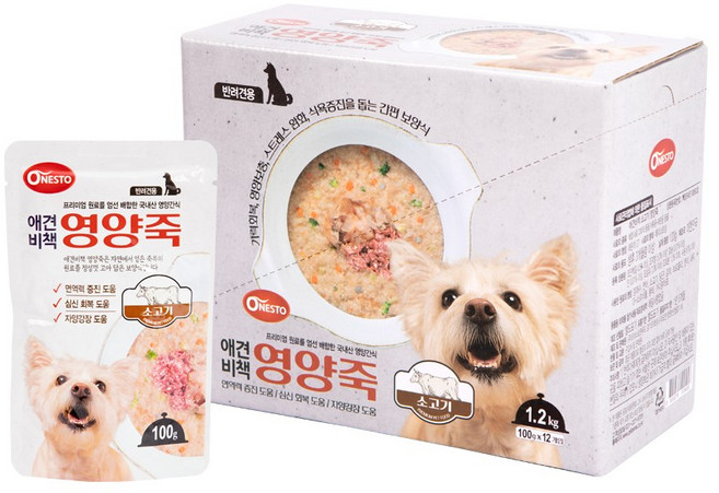 펫퍼스 애견비책 영양죽 강아지죽 보양식 영양식 습식파우치, 12개, 100g, 소