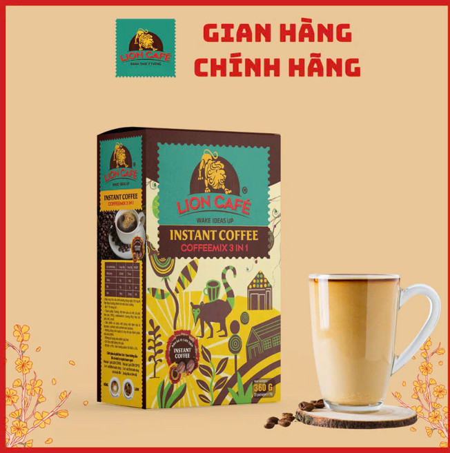 베트남 LION Cafe 믹스 커피 3in1 ca phe sua hoa tan 3in1 Lion Cafe, 4개, 16개입, 22.5g