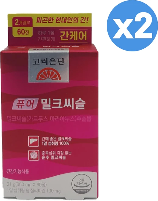 고려은단 퓨어 밀크씨슬 350mg, 60정, 2개 - 쿠팡