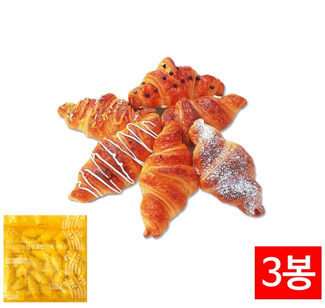 삼립 냉동생지 미니 크로와상 휴면반죽-에스 540g (18gX30입) 3개입, 3개