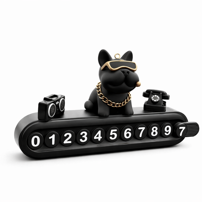 불독 차량용 임시주차번호판, 1개, 블랙 불독 블랙 베이스