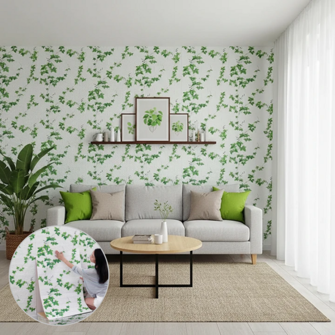 재고정리 홈앤힐링 붙이는 폼블럭 접착식 인테리어 벽지 5M 대용량, 바인 플라워