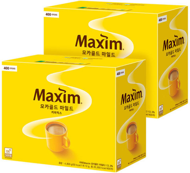8위 - 맥심 모카골드 마일드 커피믹스 400T x 2개, 12g, 400개입