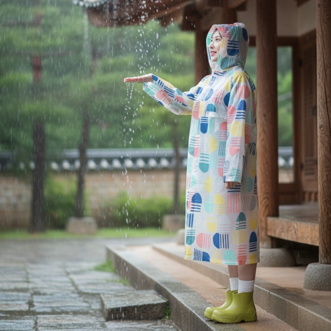 웨이즈온 여성 우비 여행용 성인 레인코트 우의 비옷